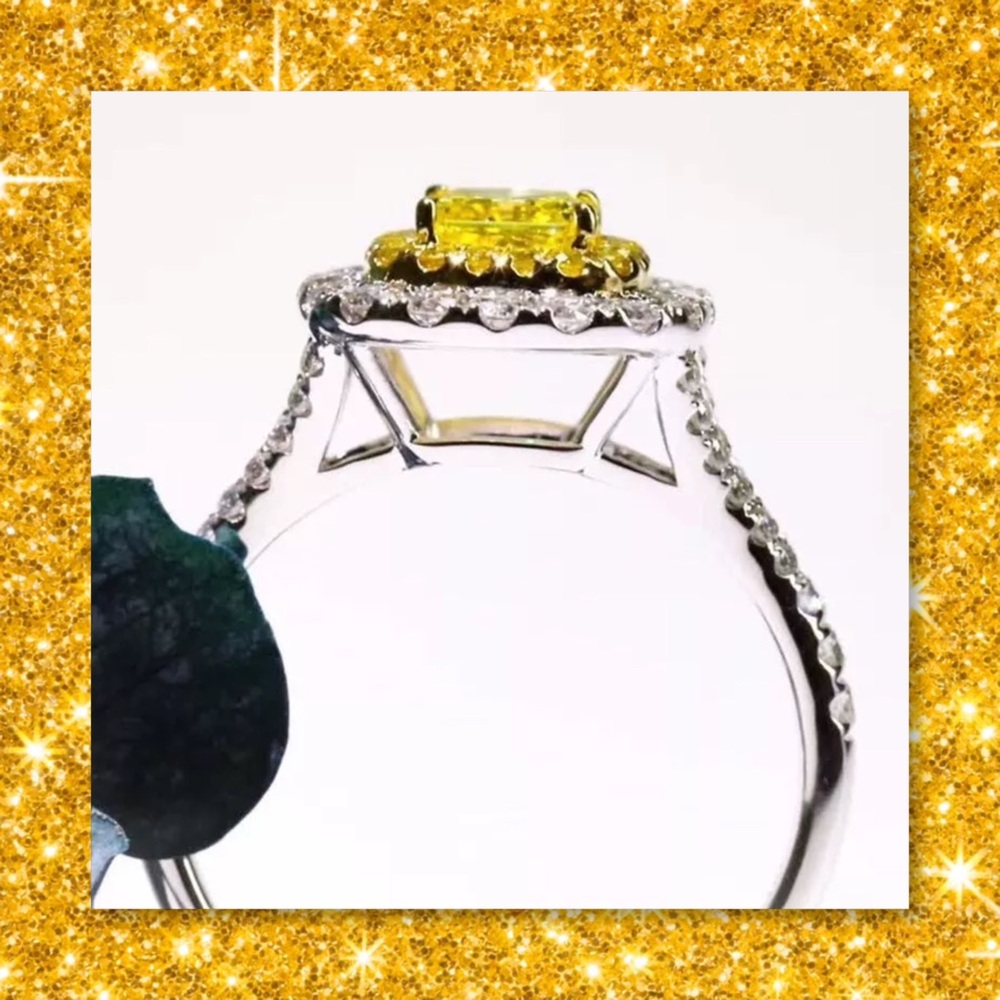 JUST IN🆕 925 Silver Yellow Halo AAA CZ Ring - Picture 4 of 5